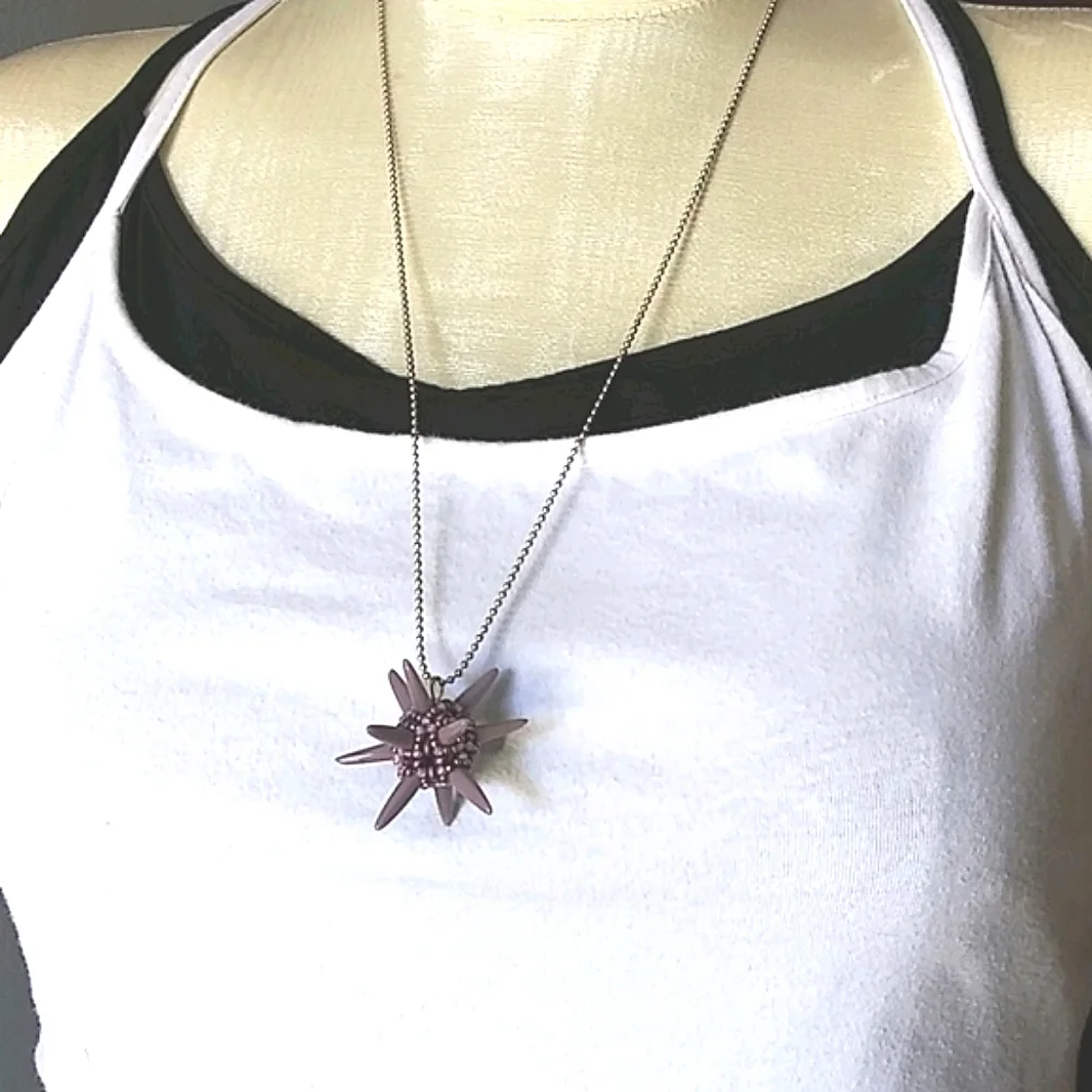 Handwoven Spiked purple ooak pendant